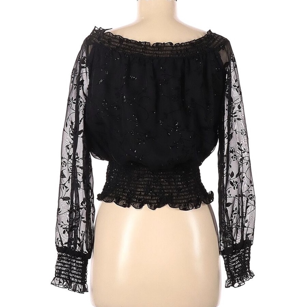 Women Black 3/4 Sleeve Blouse M